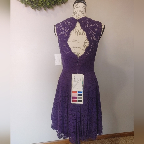 Jasmine B2 Purple V-Neck Sleeveless Fit and Flare Cocktail Dress 10 - Picture 3 of 14